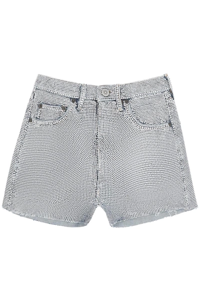 Maison Margiela Rhinestone-embellished Cotton Shorts In Multi-colored