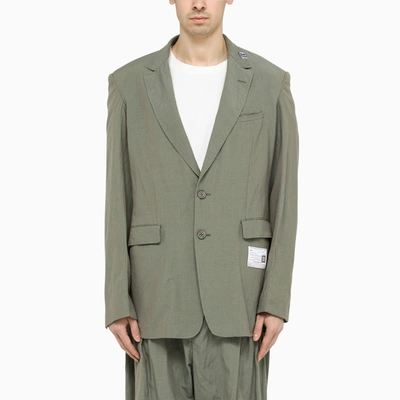 Miharayasuhiro Single-breasted Khaki Jacket In Technical Fabric In Orange