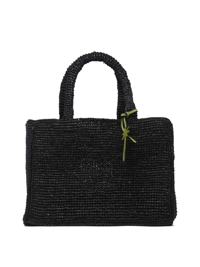 Manebi Manebí "raffia Sunset Net Small" Handbag In Black