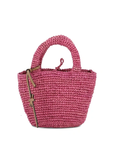 Manebi Mini Summer Raffia Top-handle Bag In Fuchsia