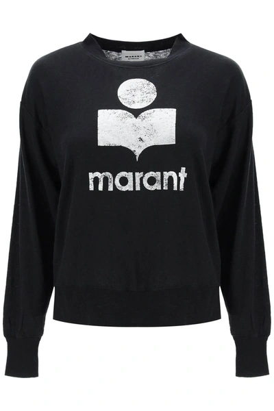 Marant Etoile Isabel  Klowia T Shirt With Metallic Logo Print In Mixed Colours