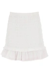 Marant Etoile Smocked Cotton Dorela Mini Skirt In White