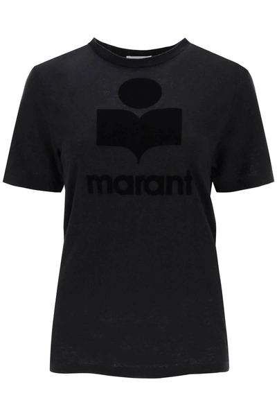 Marant Etoile Zewel T-shirt With Flocked Logo In Black