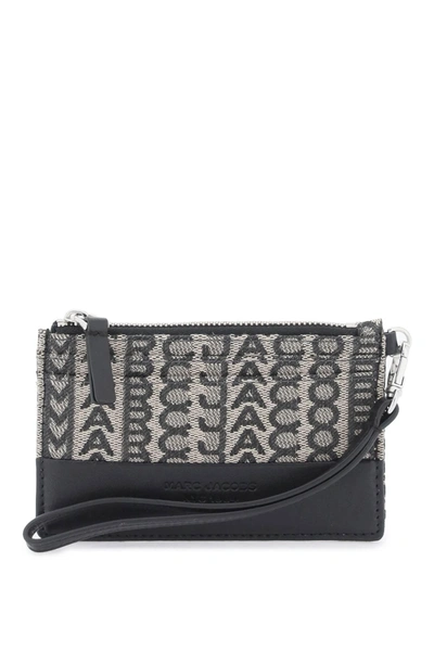 Marc Jacobs The Monogram Top Zip Wristlet Wallet In Beige,black