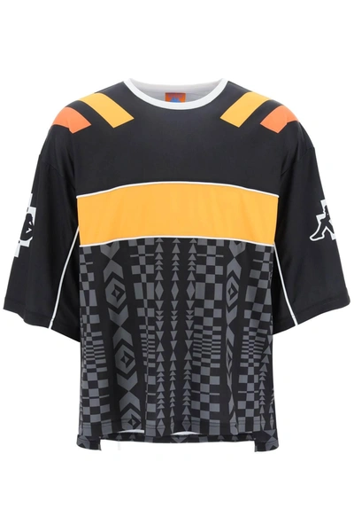 Marcelo Burlon County Of Milan Marcelo Burlon X Kappa Soccer T-shirt In Black Dark