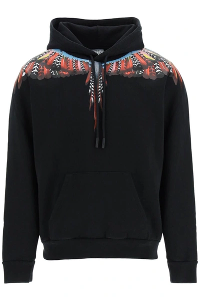 Marcelo Burlon County Of Milan Grizzly Wings印花棉质连帽卫衣 In Black