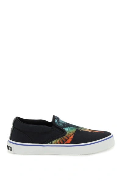 Marcelo Burlon County Of Milan Wings-print Slip-on Sneakers In Black