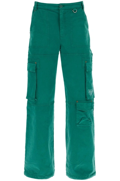 Marine Serre Straight-leg Multiple-pocket Trousers In Green