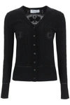 MARINE SERRE MARINE SERRE LUNAR-POINTELLE KNIT CARDIGAN  BLACK