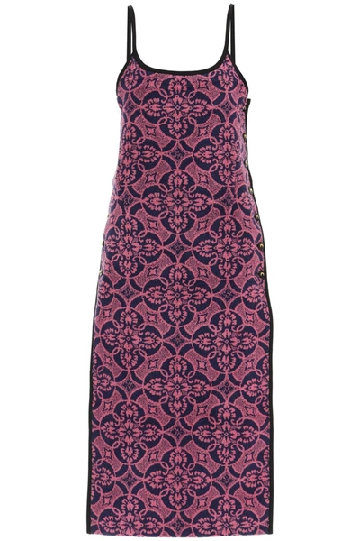 Marine Serre Jacquard-kleid In Pink