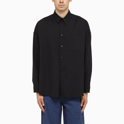 Marni Black Button-up Wool Shirt In Multicolor