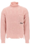 Marni Logo Wool Knit Loose Turtleneck Sweater