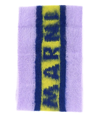 Marni Logo Patch Scarf In Purple