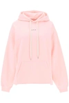 Marni Cotton Hooded Sweatshirt With Front Pocket In Pink