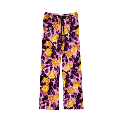 Marni Morning Blossom Velvet Pants In Purple