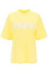 Marni Logo-print Cotton T-shirt In Yellow