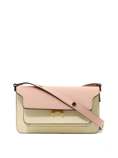 Marni Tricolour Leather Trunk East-west Bag In Pink