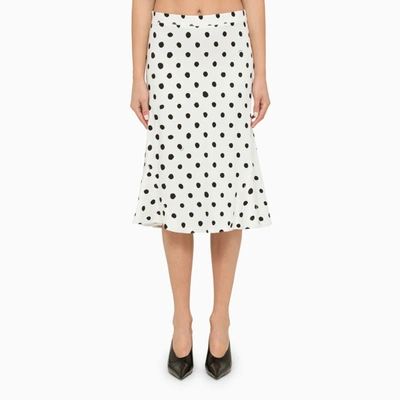Marni White & Black Polka Dot Midi Skirt