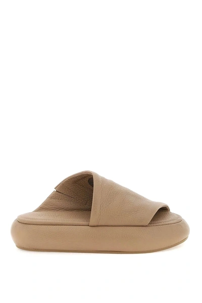 Marsèll Marsell 'ciambellona' Grained Leather Slides In Beige,brown