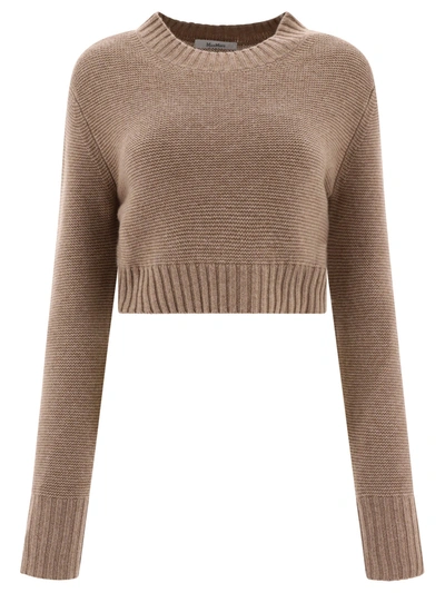 Max Mara Cashmere Kaya Cropped Sweater In Beige