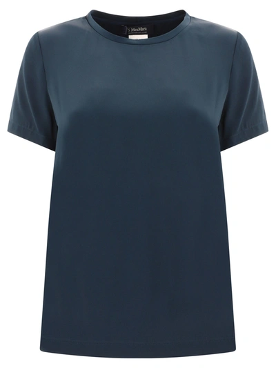 Max Mara S Rebecca Satin T Shirt In Blue