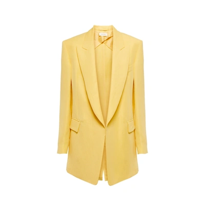 Max Mara Sportmax Rieti Linen-blend Blazer In Yellow