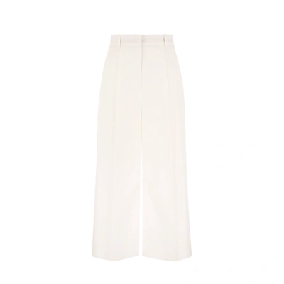 Max Mara Studio Wide Leg Tailored Trousers In White