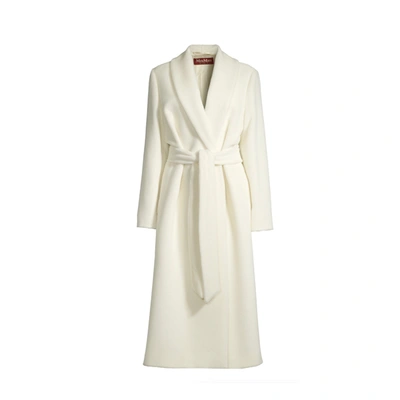 Max Mara Studio Elegant Wrap-around Jacket With Long Kimono Sleeves In White