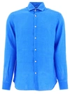 Mc2 Saint Barth Man Watercolor Bluette Linen Shirt Pamplona
