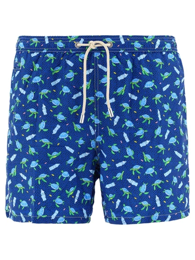 Mc2 Saint Barth "sea Turtle" Swimsuit In Blue