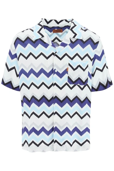 Missoni Chevron-striped Short-sleeve Shirt In Multicolor
