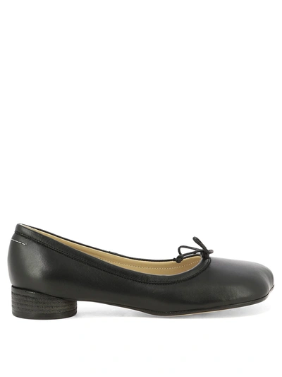 Mm6 Maison Margiela Black Bow Ballerina Flats In T8013 Black