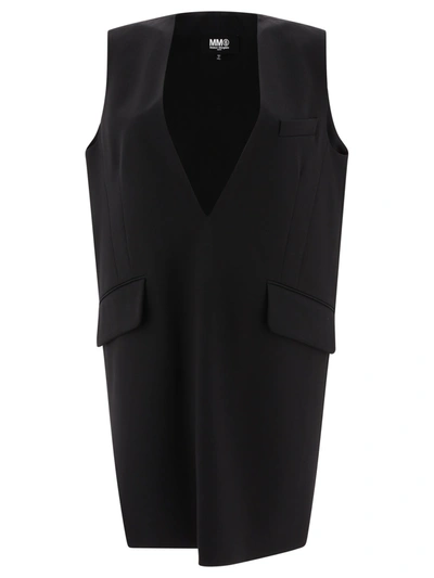 Mm6 Maison Margiela Dress With Deep Neckline In Black