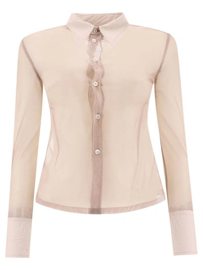 Mm6 Maison Margiela See-through Shirt In Beige