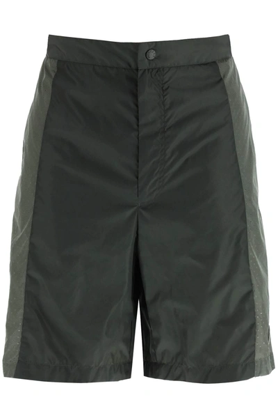 Moncler Born To Protect Perforated Nylon Shorts In Verde