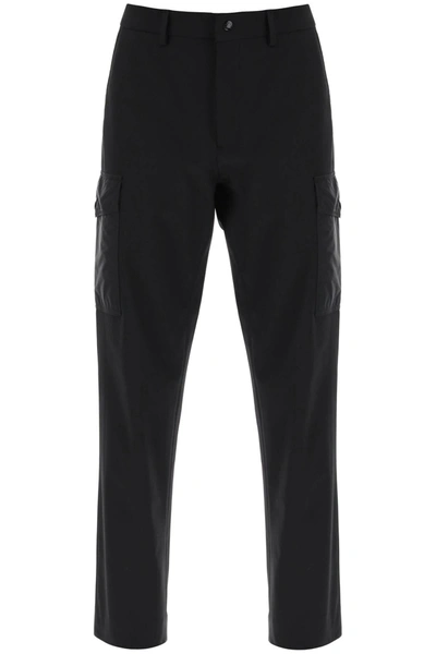 Moncler Cargo Pants In Technical Jersey In Black