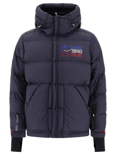 Moncler Grenoble Logo Printed Padded Down Jacket In Blue