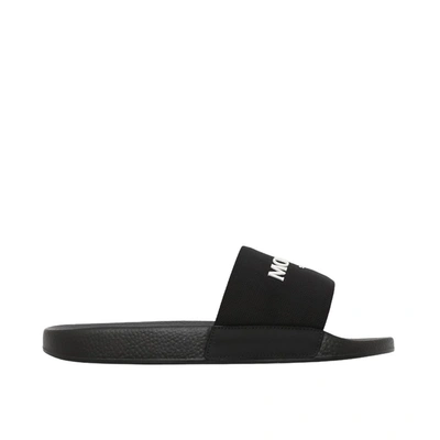 Moncler Basile Logo Rubber Slides In Black