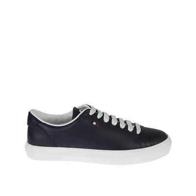 Moncler Monaco Leather Sneakers In Blue
