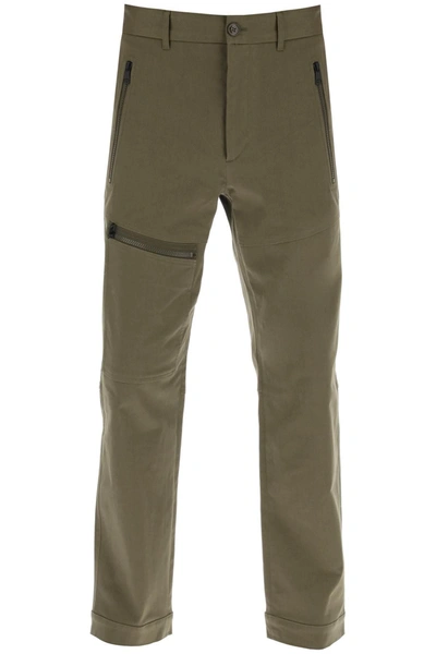 Moncler Stretch Cotton Pants In Green