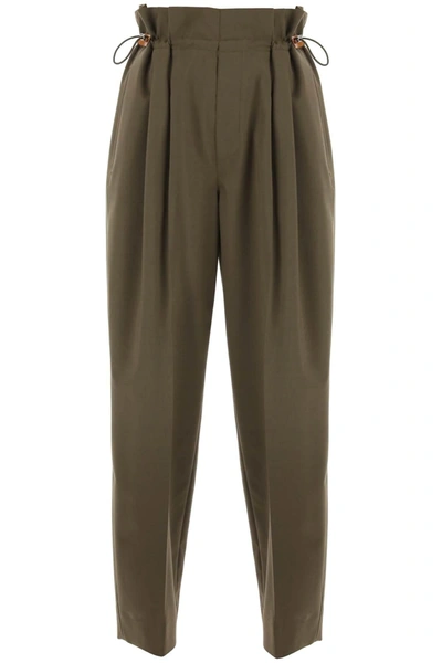 Moncler Pleated Drawstring Pants In Khaki
