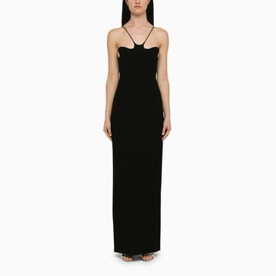 Monot Long Dress Slit Ss23 804vi M Blk In Black