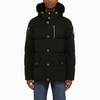 Moose Knuckles Forrestville Black Down Jacket With Fixed Hood And Logo Patch On The Sleeve In Cotton Blend Man