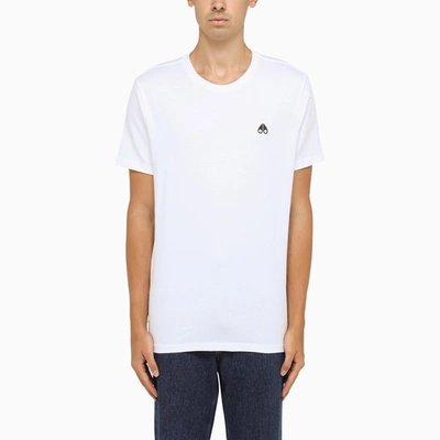 Moose Knuckles White Cotton Slim Fit T Shirt In White