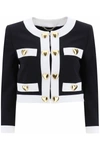 Moschino Heart-embellished Cropped Jacket In Black