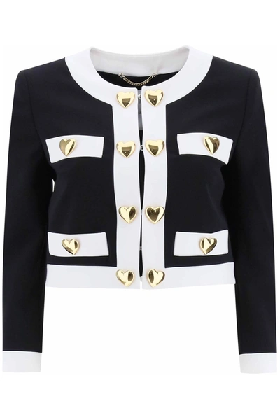 Moschino Heart Buttons Crepe Jacket In Mixed Colours