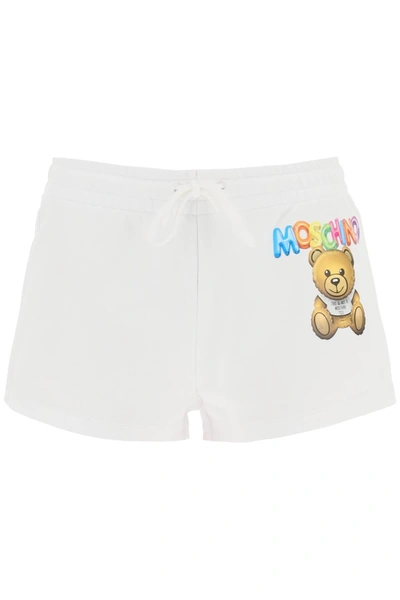 Moschino Logo Printed Shorts In White