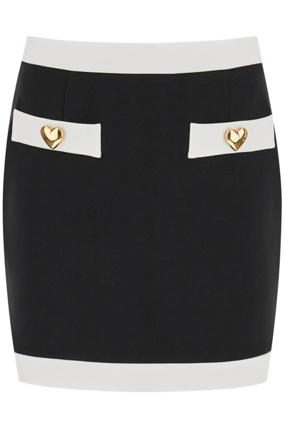 Moschino Heart Buttons Crepe Miniskirt In Multi-colored