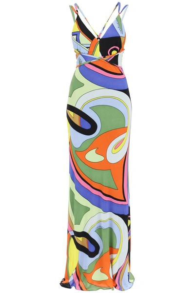 MOSCHINO MOSCHINO MULTICOLOR PRINTED JERSEY MAXI DRESS