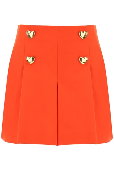 Moschino Heart-shaped Button Detail Shorts In Red